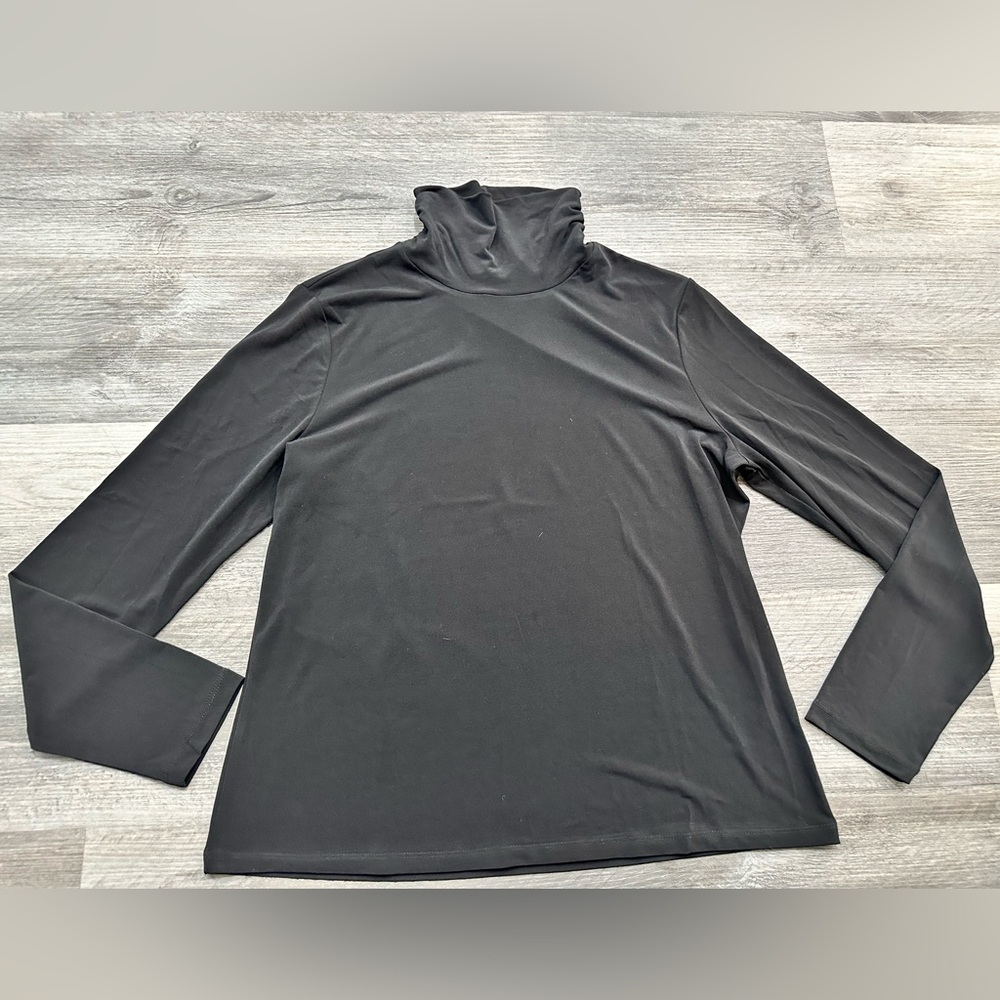 Tahari Black Long Sleeve Turtleneck Top